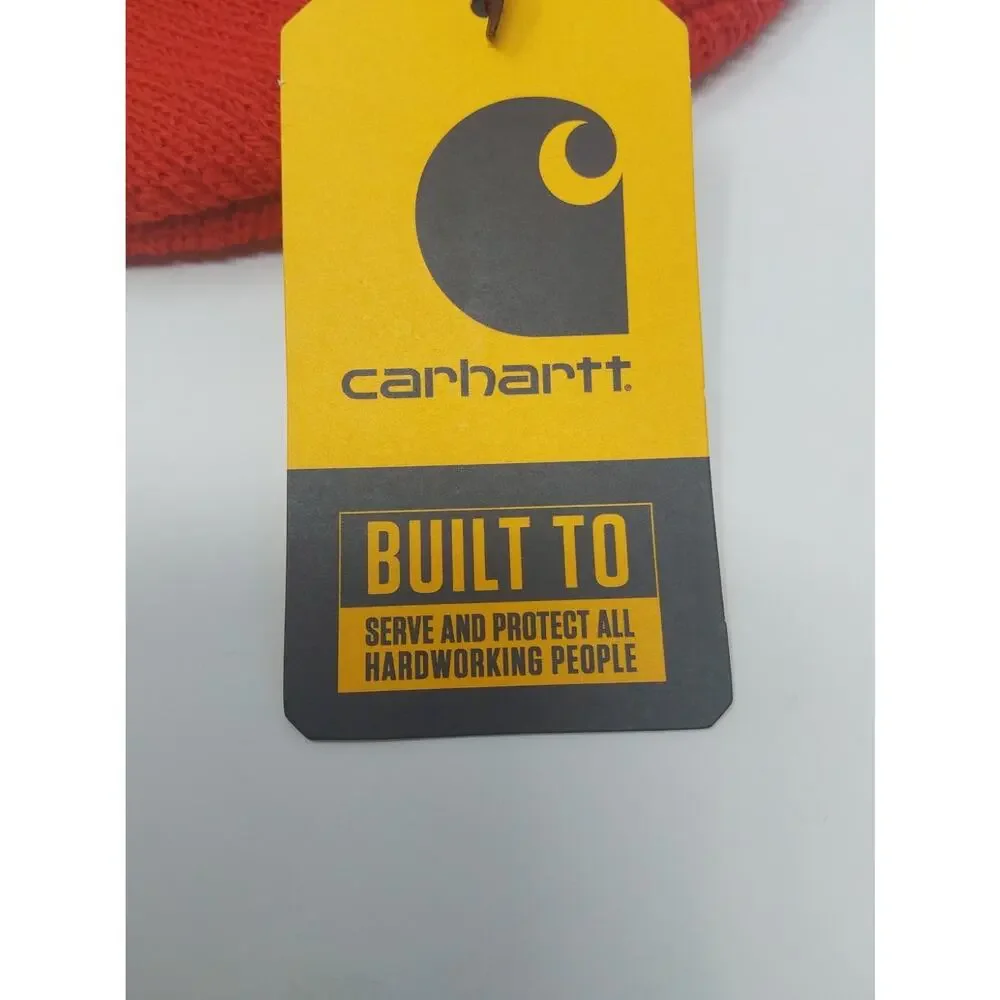 Carhartt Red Knit Cuffed Beanie Hat Adult One Size New with Tags Unisex Style